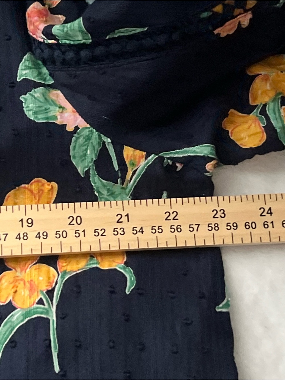 crown & ivy Navy Floral Tassel Tie-Neck Blouse, Size XL - Picture 11 of 11
